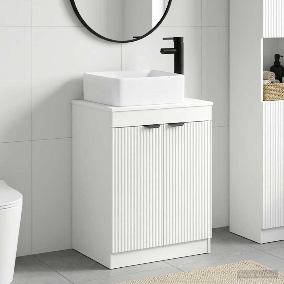 vidaXL Badkamermeubelset Wit Bewerkt hout vidaXL Badkamermeubelset Wit Bewerkt hout afbeelding 1
