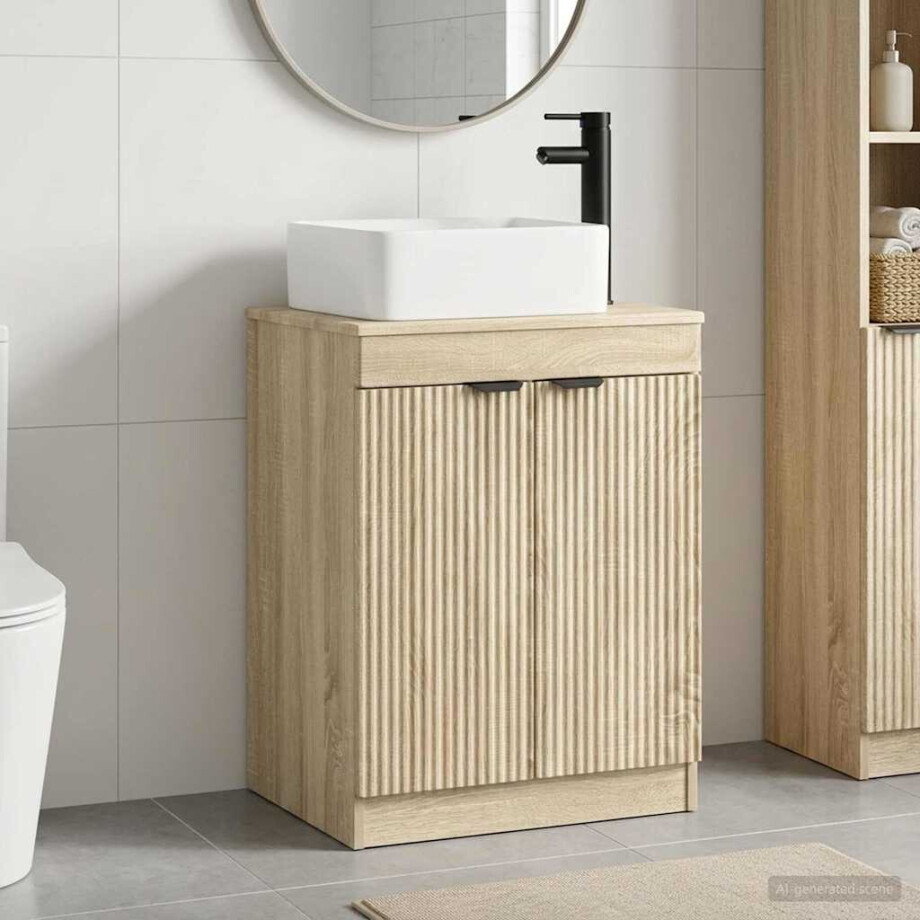 vidaXL Badkamermeubelset Sonoma Eiken Bewerkt hout vidaXL Badkamermeubelset Sonoma Eiken Bewerkt hout afbeelding 1