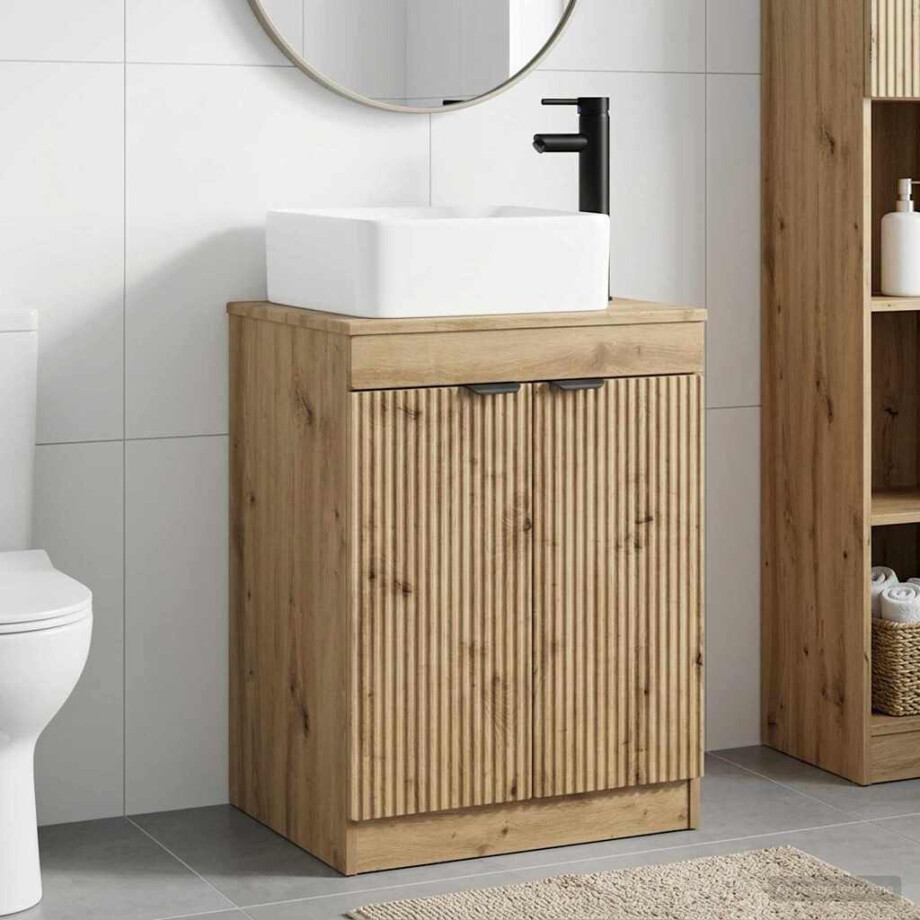 vidaXL Badkamermeubelset Artisanaal eiken Bewerkt hout vidaXL Badkamermeubelset Artisanaal eiken Bewerkt hout afbeelding 1