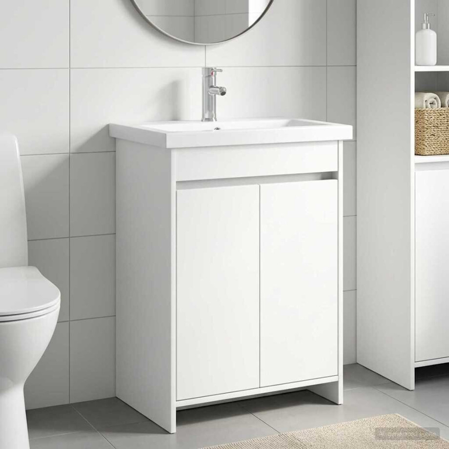 vidaXL Badkamermeubelset Wit 61 x 40 x 84,5 cm Bewerkt hout afbeelding 1