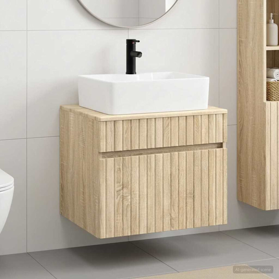 vidaXL Badkamermeubelset Sonoma Eiken Bewerkt hout vidaXL Badkamermeubelset Sonoma Eiken Bewerkt hout afbeelding 1