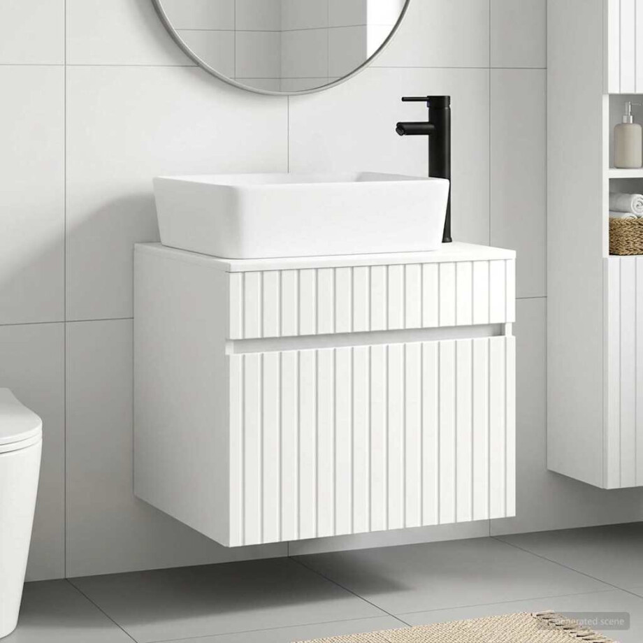 vidaXL Badkamermeubelset Hoogglans Wit Bewerkt hout afbeelding 1