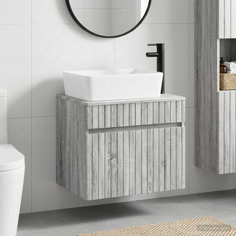vidaXL Badkamermeubelset Grijs Sonoma Bewerkt hout vidaXL Badkamermeubelset Grijs Sonoma Bewerkt hout afbeelding 1