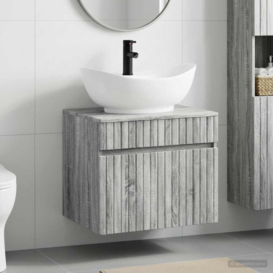 vidaXL Badkamermeubelset Grijs Sonoma Bewerkt hout vidaXL Badkamermeubelset Grijs Sonoma Bewerkt hout afbeelding 1