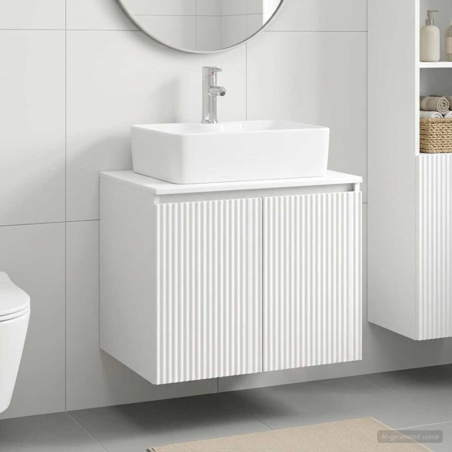 vidaXL Badkamermeubelset Wit Bewerkt hout vidaXL Badkamermeubelset Wit Bewerkt hout afbeelding 1