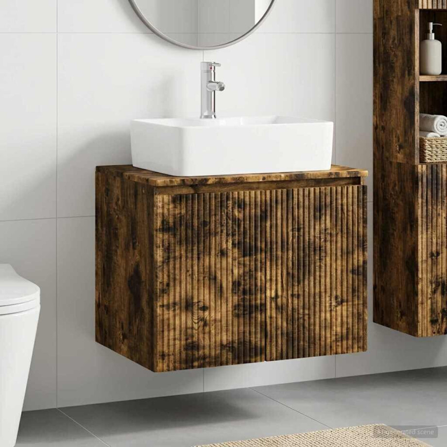 vidaXL Badkamermeubelset Gerookt eiken Bewerkt hout afbeelding 1