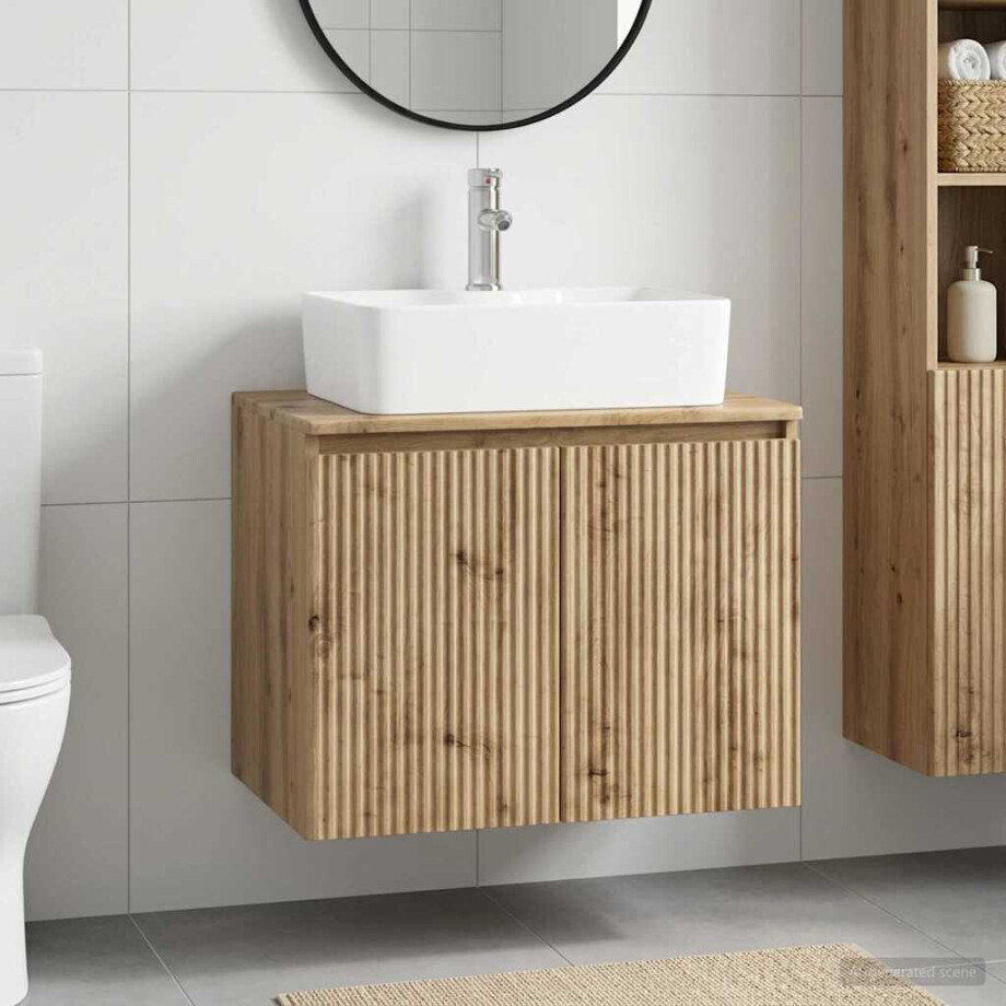 vidaXL Badkamermeubelset Artisanaal eiken Bewerkt hout vidaXL Badkamermeubelset Artisanaal eiken Bewerkt hout afbeelding 1