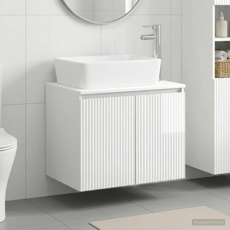 vidaXL Badkamermeubelset Hoogglans Wit Bewerkt hout afbeelding 1