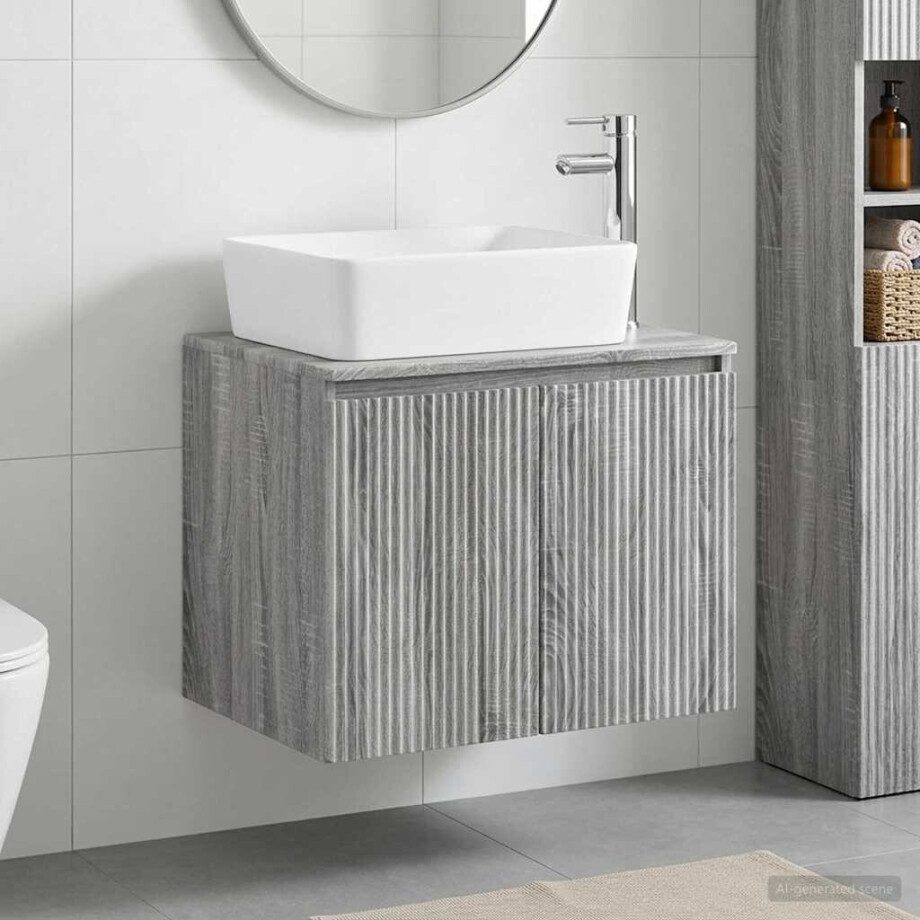 vidaXL Badkamermeubelset Grijs Sonoma Bewerkt hout afbeelding 1