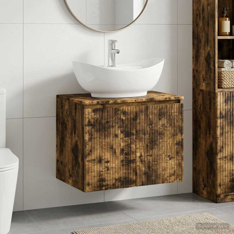 vidaXL Badkamermeubelset Gerookt eiken Bewerkt hout afbeelding 1