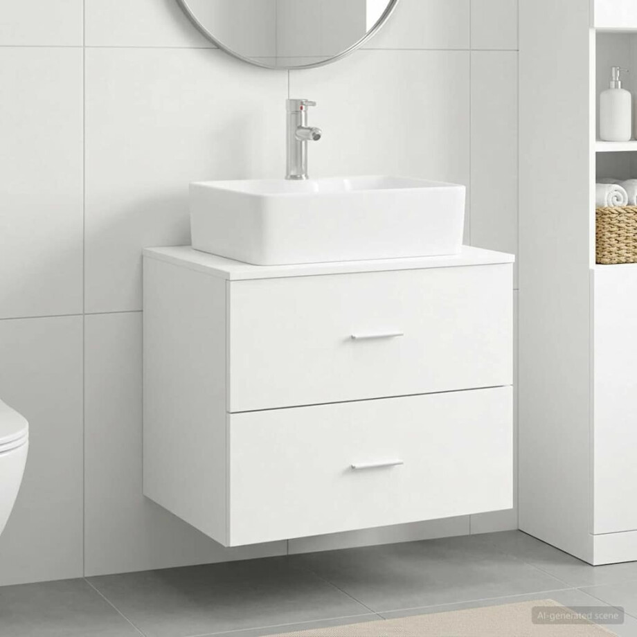 vidaXL Badkamermeubelset Wit Bewerkt hout vidaXL Badkamermeubelset Wit Bewerkt hout afbeelding 1