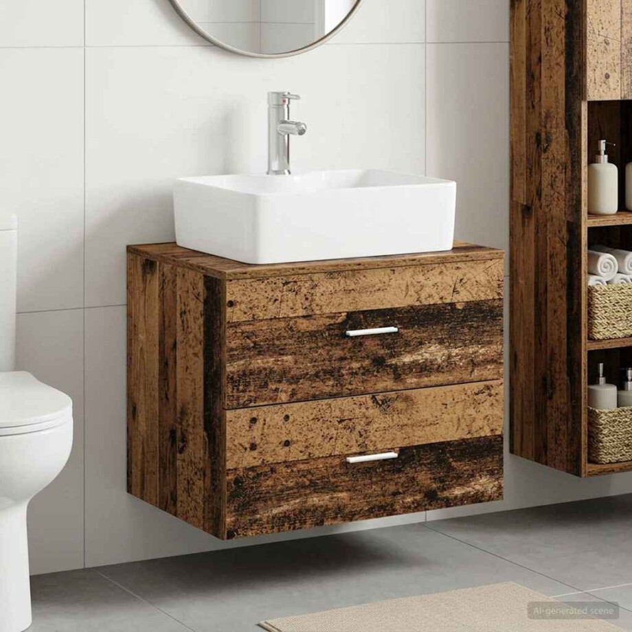vidaXL Badkamermeubelset Oud hout Bewerkt hout afbeelding 1