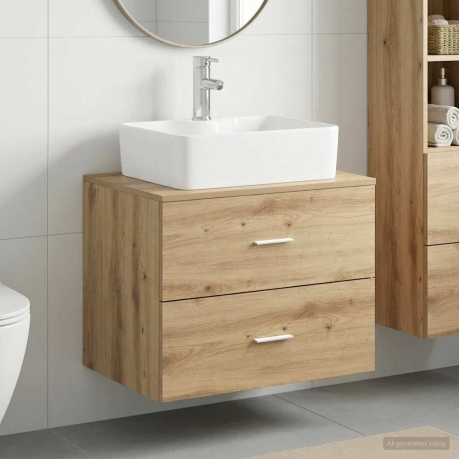 vidaXL Badkamermeubelset Artisanaal eiken Bewerkt hout afbeelding 1