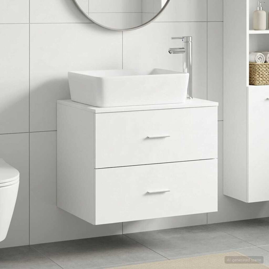 vidaXL Badkamermeubelset Wit Bewerkt hout vidaXL Badkamermeubelset Wit Bewerkt hout afbeelding 1