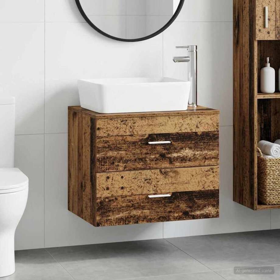 vidaXL Badkamermeubelset Oud hout Bewerkt hout afbeelding 1