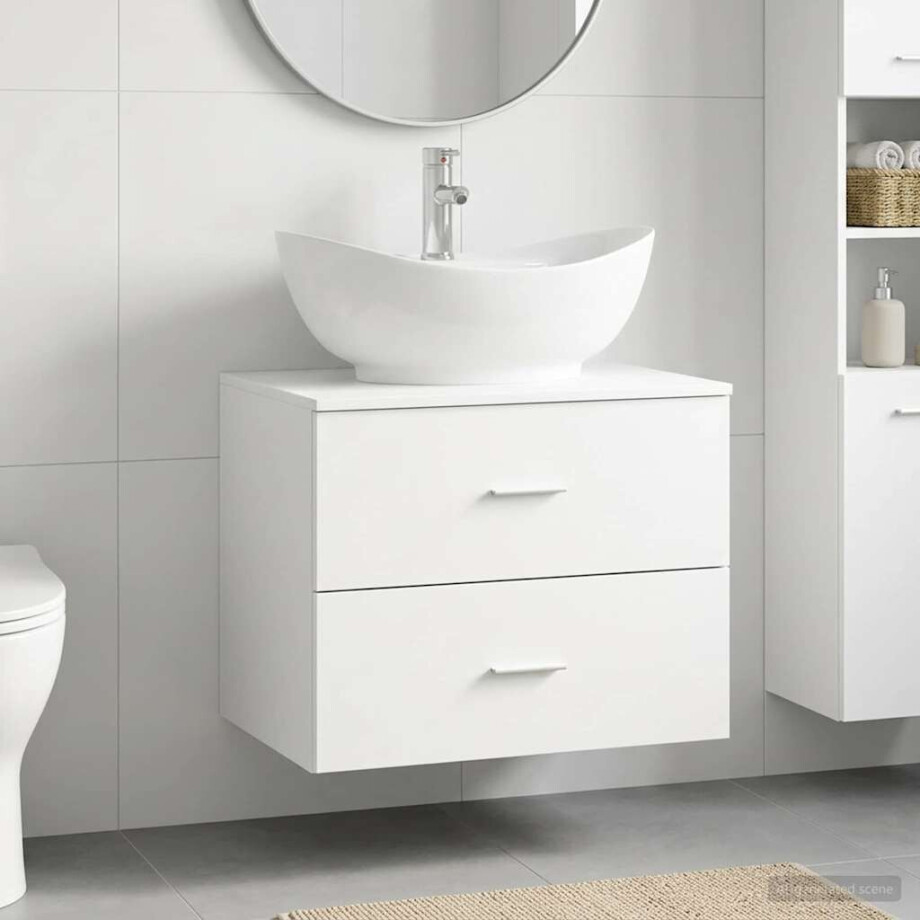 vidaXL Badkamermeubelset Wit Bewerkt hout vidaXL Badkamermeubelset Wit Bewerkt hout afbeelding 1