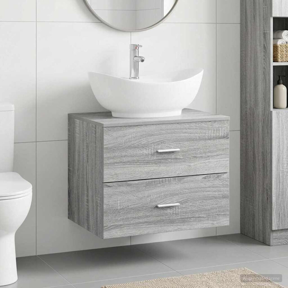 vidaXL Badkamermeubelset Grijs Sonoma Bewerkt hout afbeelding 1