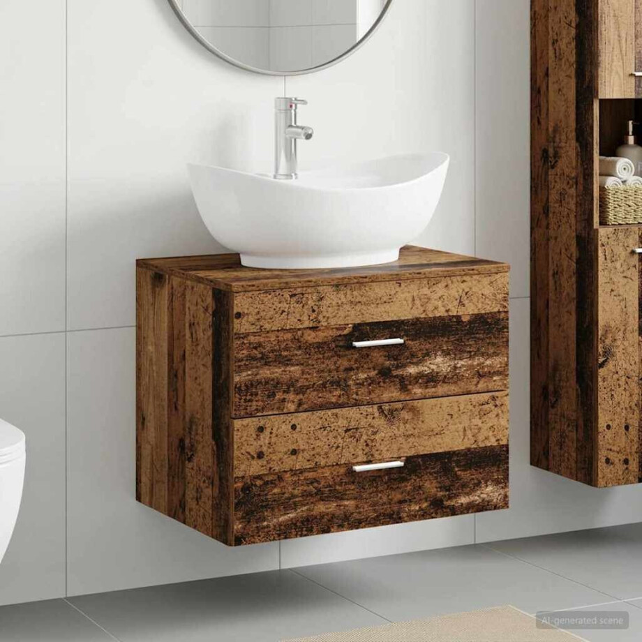 vidaXL Badkamermeubelset Oud hout Bewerkt hout afbeelding 1