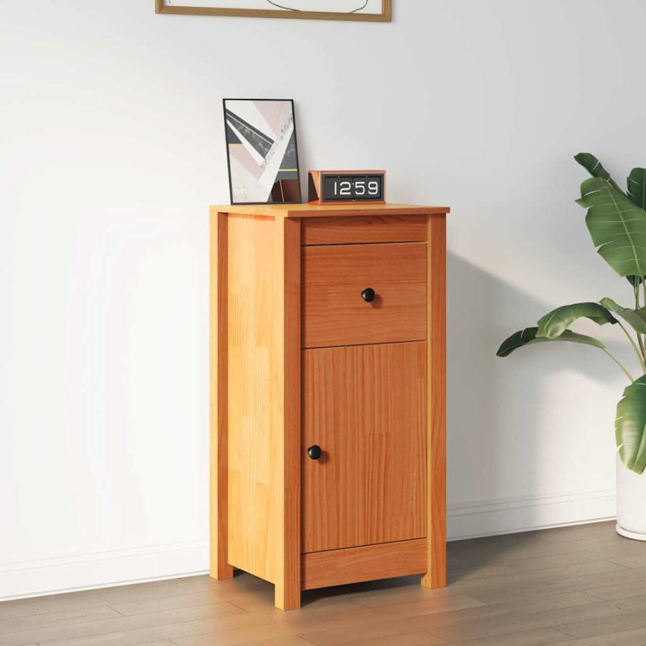 vidaXL Dressoir met lade Wasbruin 39 x 34,5 x 80 cm Massief grenenhout afbeelding 1