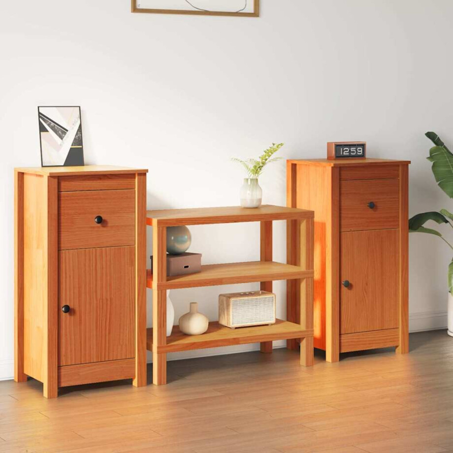vidaXL Dressoir 2 pcs Wasbruin 39 x 34,5 x 80 cm Massief grenenhout afbeelding 1