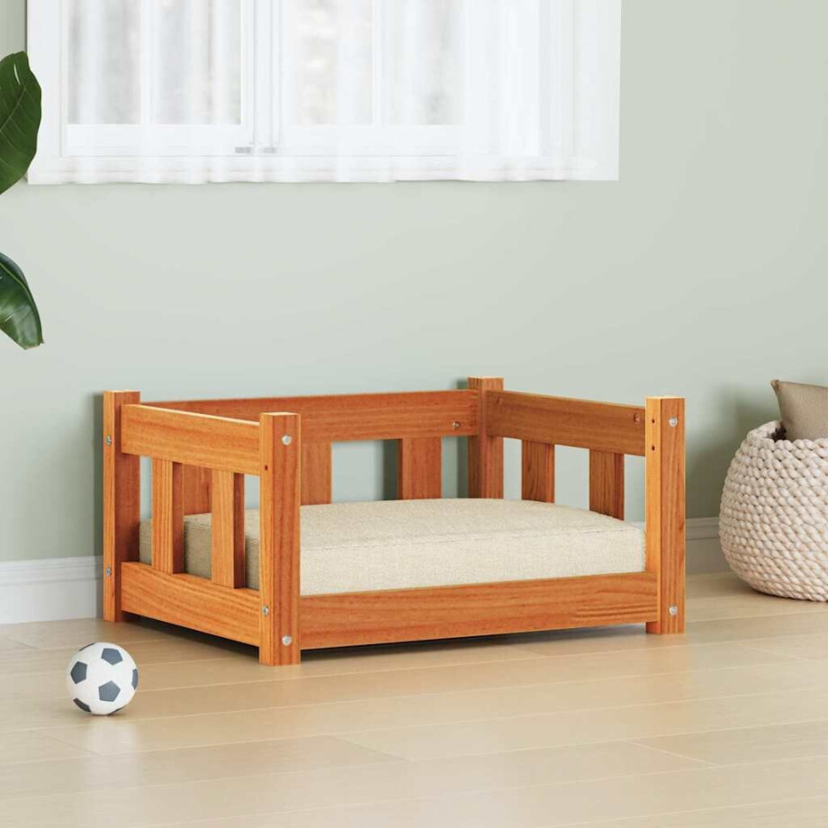 vidaXL Hondenbed Wasbruin 55 x 45 x 28 cm Massief grenenhout afbeelding 1