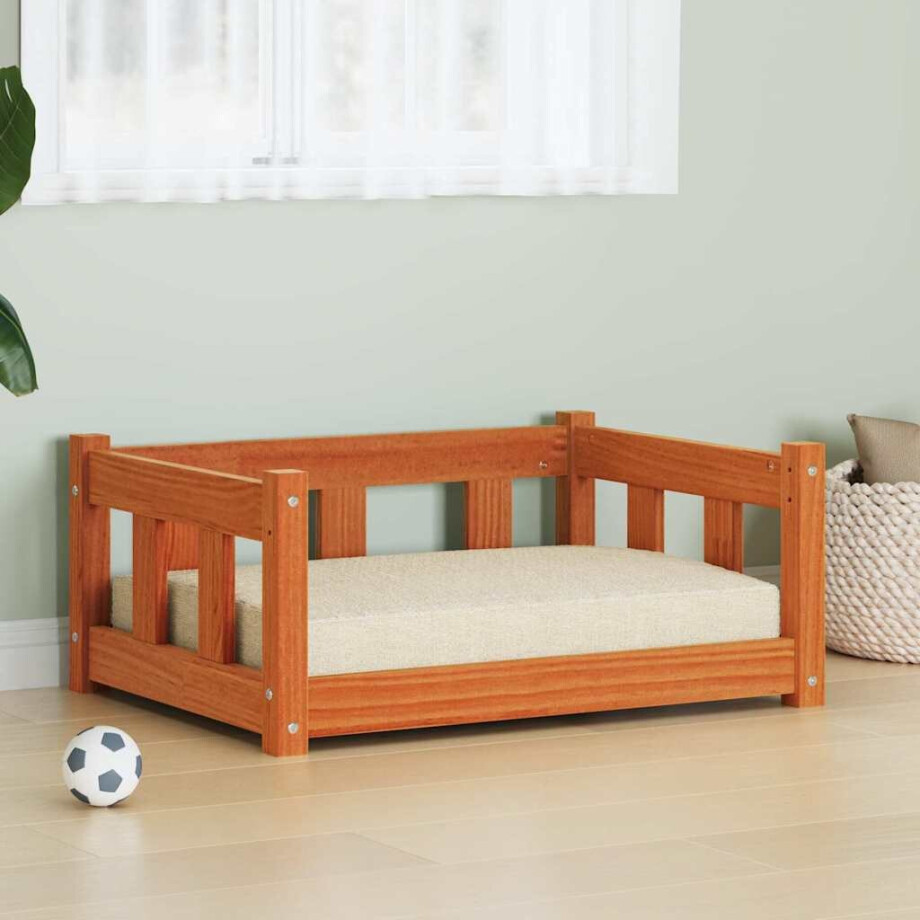 vidaXL Hondenbed Wasbruin 65,5 x 50 x 28 cm Massief grenenhout afbeelding 1