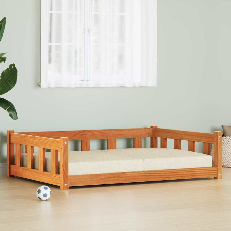 vidaXL Hondenbed Wasbruin 100 x 70 x 28 cm Massief grenenhout afbeelding 1
