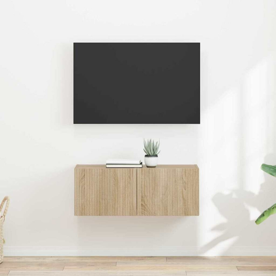 vidaXL TV Wandkast 2 pcs Sonoma 39 x 31 x 29,5 cm Bewerkt hout vidaXL TV Wandkast 2 pcs Sonoma 39 x 31 x 29,5 cm Bewerkt hout afbeelding 1