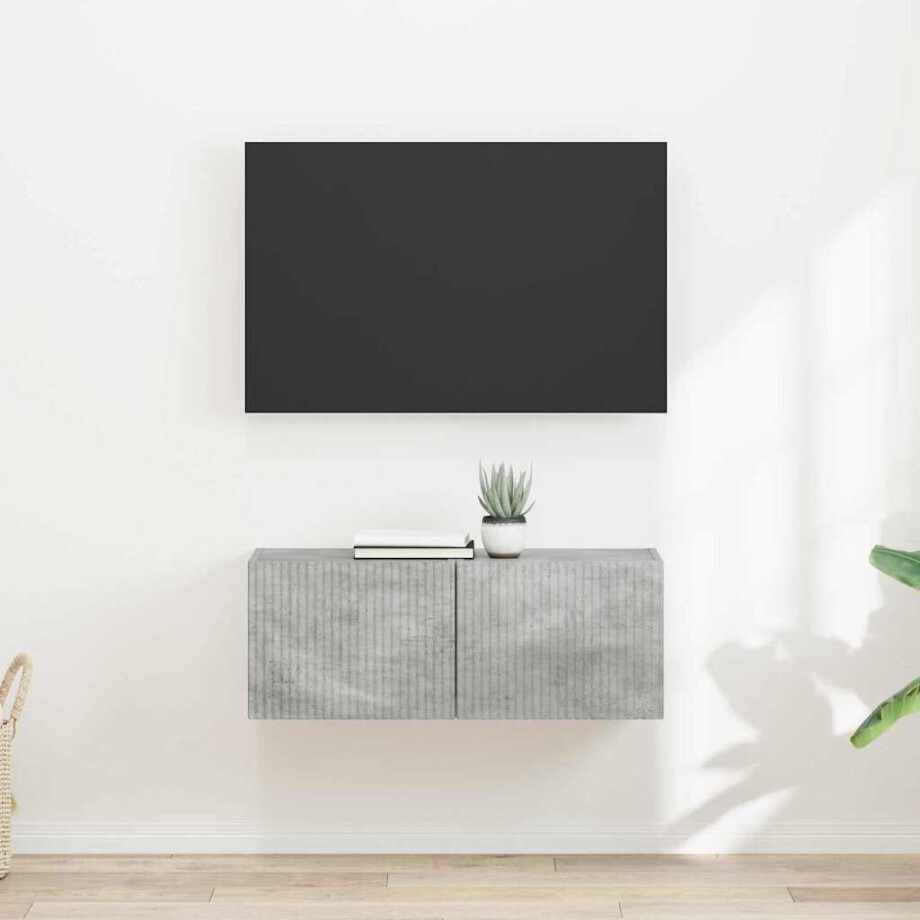 vidaXL TV Wandkast 2 pcs Beton 39 x 31 x 29,5 cm Bewerkt hout afbeelding 1