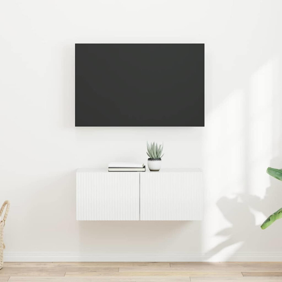 vidaXL TV Wandkast 2 pcs Glanzend Wit 39 x 31 x 29,5 cm Bewerkt hout vidaXL TV Wandkast 2 pcs Glanzend Wit 39 x 31 x 29,5 cm Bewerkt hout afbeelding 1