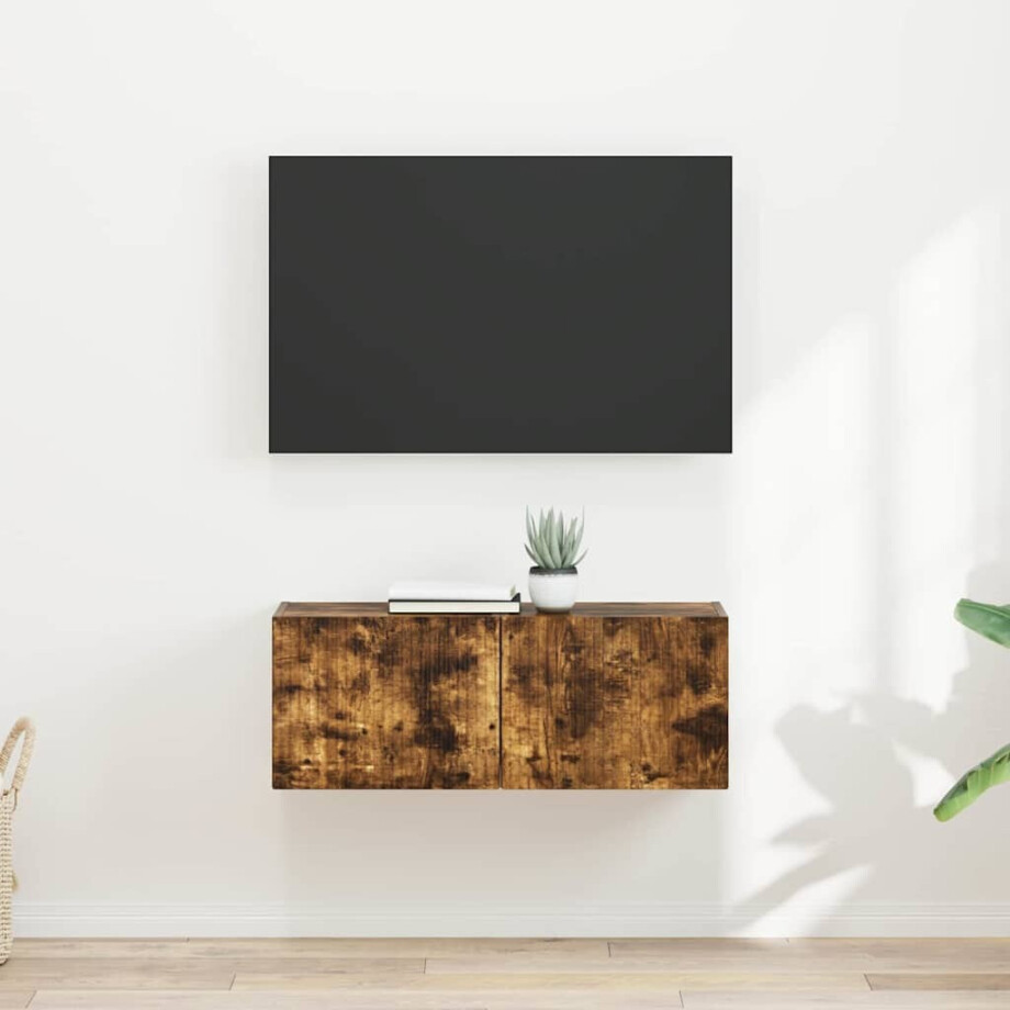 vidaXL TV Wandkast 2 pcs Gerookt eiken 39 x 31 x 29,5 cm Bewerkt hout vidaXL TV Wandkast 2 pcs Gerookt eiken 39 x 31 x 29,5 cm Bewerkt hout afbeelding 1