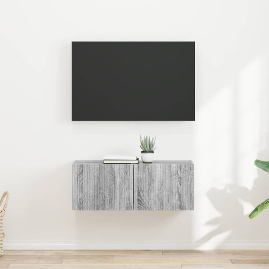 vidaXL TV Wandkast 2 pcs Grijs Sonoma 39 x 31 x 29,5 cm Bewerkt hout vidaXL TV Wandkast 2 pcs Grijs Sonoma 39 x 31 x 29,5 cm Bewerkt hout afbeelding 1