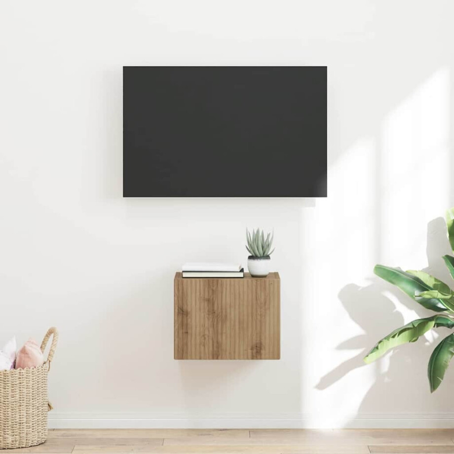 vidaXL TV Wandkast Ambachtelijk eiken 39 x 31 x 29,5 cm Bewerkt hout vidaXL TV Wandkast Ambachtelijk eiken 39 x 31 x 29,5 cm Bewerkt hout afbeelding 1