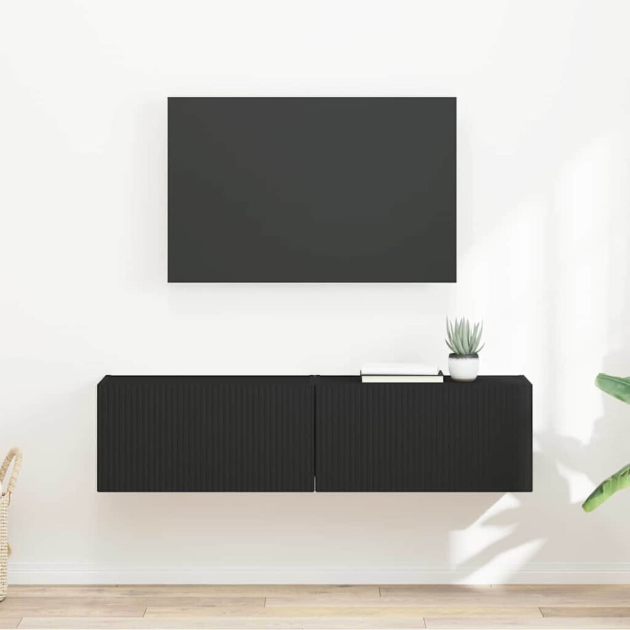vidaXL TV Wandkast 2 pcs Zwart 60 x 31 x 29,5 cm Bewerkt hout vidaXL TV Wandkast 2 pcs Zwart 60 x 31 x 29,5 cm Bewerkt hout afbeelding 1