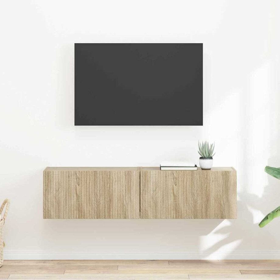 vidaXL TV Wandkast 2 pcs Sonoma 60 x 31 x 29,5 cm Bewerkt hout vidaXL TV Wandkast 2 pcs Sonoma 60 x 31 x 29,5 cm Bewerkt hout afbeelding 1