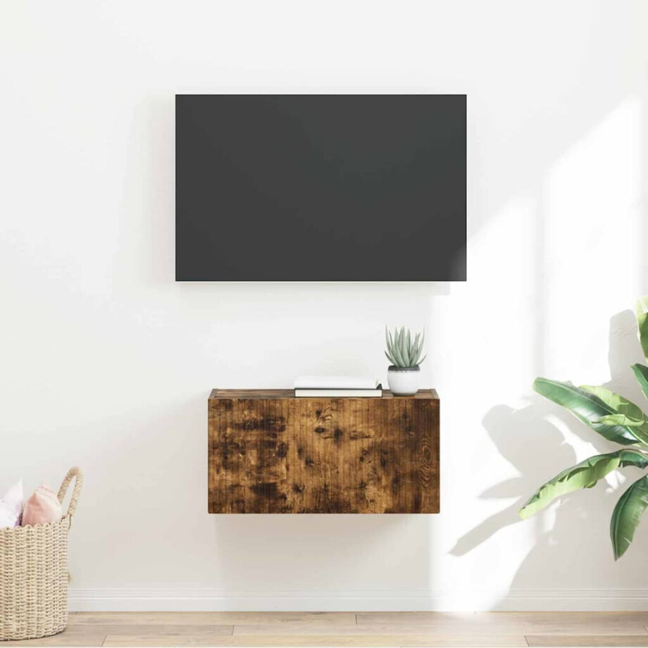 vidaXL TV Wandkast Gerookt eiken 60 x 31 x 29,5 cm Bewerkt hout vidaXL TV Wandkast Gerookt eiken 60 x 31 x 29,5 cm Bewerkt hout afbeelding 1