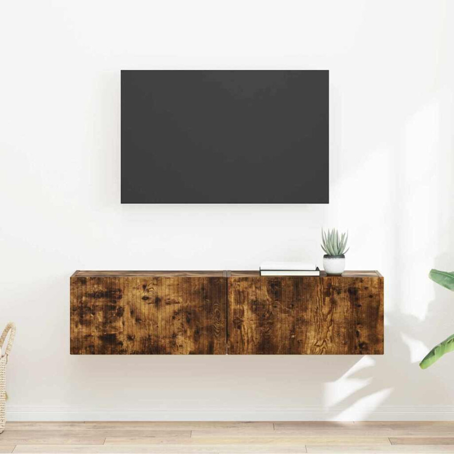 vidaXL TV Wandkast 2 pcs Gerookt eiken 60 x 31 x 29,5 cm Bewerkt hout vidaXL TV Wandkast 2 pcs Gerookt eiken 60 x 31 x 29,5 cm Bewerkt hout afbeelding 1