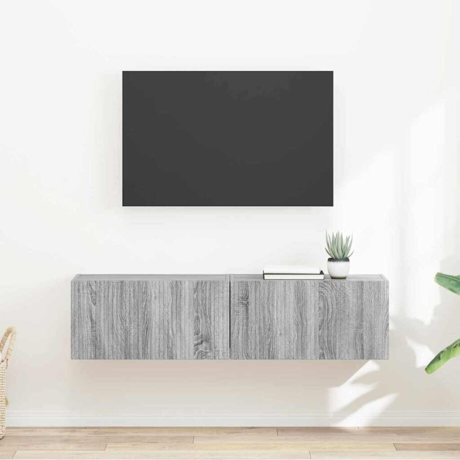 vidaXL TV Wandkast 2 pcs Grijs Sonoma 60 x 31 x 29,5 cm Bewerkt hout vidaXL TV Wandkast 2 pcs Grijs Sonoma 60 x 31 x 29,5 cm Bewerkt hout afbeelding 1