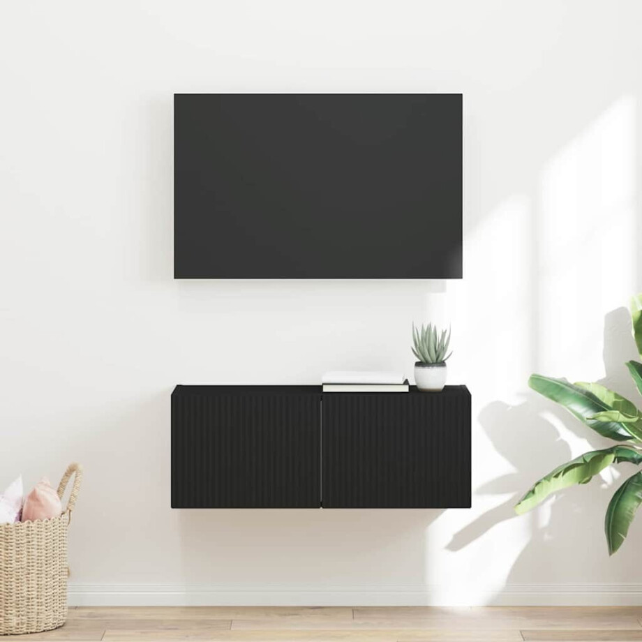 vidaXL TV Wandkast Zwart 78,5 x 31 x 29,5 cm Bewerkt hout afbeelding 1