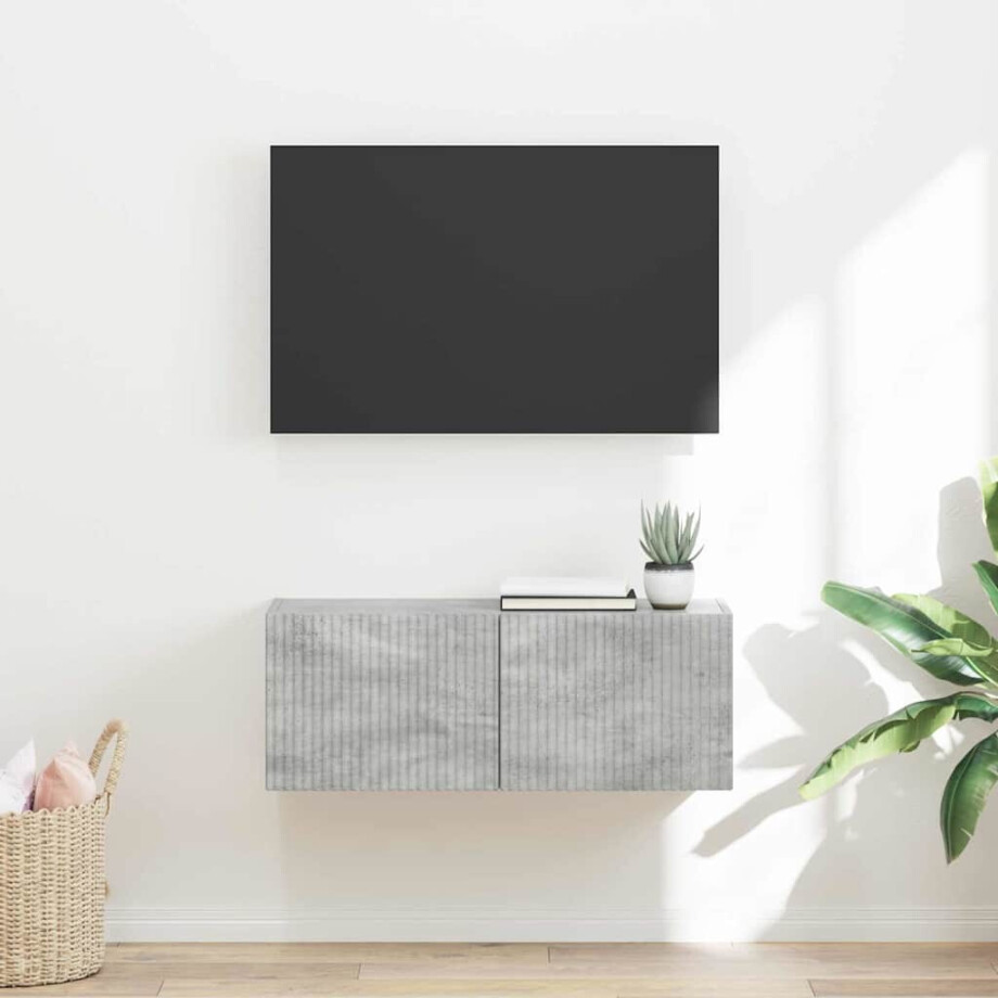 vidaXL TV Wandkast Beton 78,5 x 31 x 29,5 cm Bewerkt hout afbeelding 1