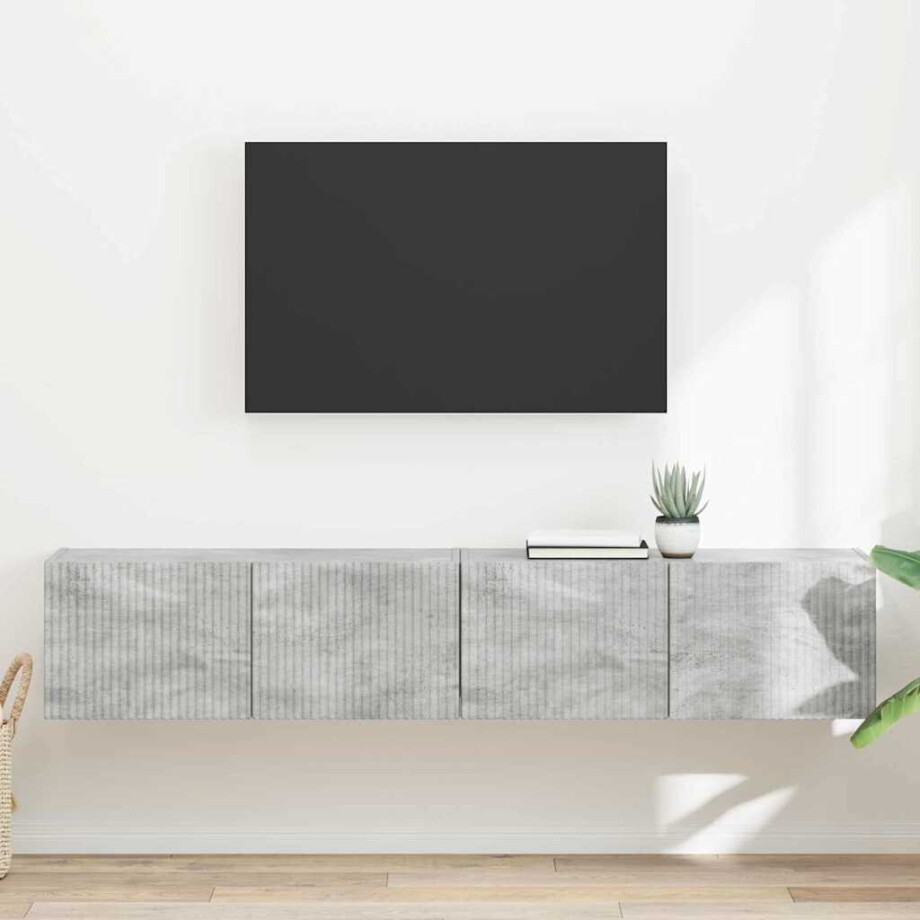 vidaXL TV Wandkast 2 pcs Beton 78,5 x 31 x 29,5 cm Bewerkt hout afbeelding 1