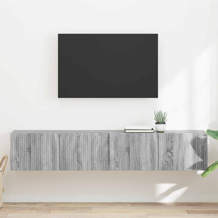 vidaXL TV Wandkast 2 pcs Grijs Sonoma 78,5 x 31 x 29,5 cm Bewerkt hout vidaXL TV Wandkast 2 pcs Grijs Sonoma 78,5 x 31 x 29,5 cm Bewerkt hout afbeelding 1