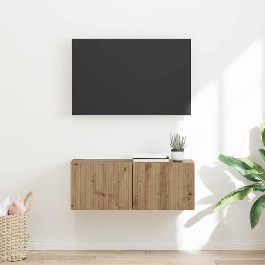 vidaXL TV Wandkast Ambachtelijk eiken 78,5 x 31 x 29,5 cm Bewerkt hout afbeelding 1