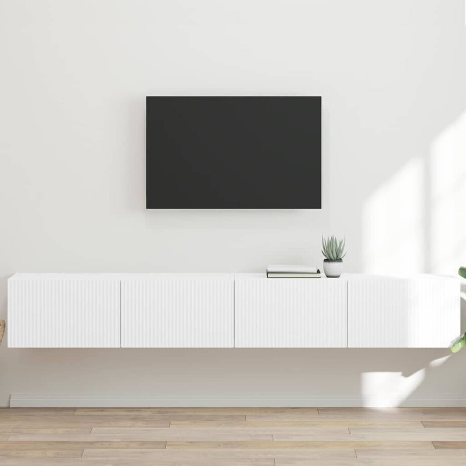 vidaXL TV Wandkast 2 pcs Wit 98 x 31 x 29,5 cm Bewerkt hout afbeelding 1