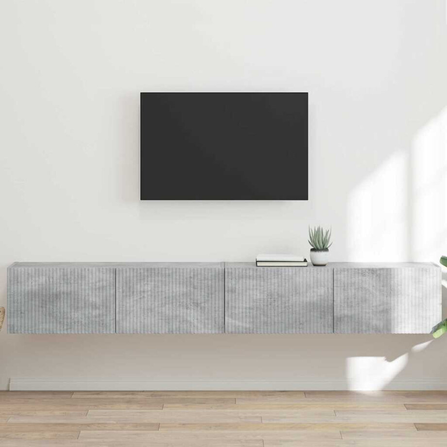 vidaXL TV Wandkast 2 pcs Beton 98 x 31 x 29,5 cm Bewerkt hout vidaXL TV Wandkast 2 pcs Beton 98 x 31 x 29,5 cm Bewerkt hout afbeelding 1