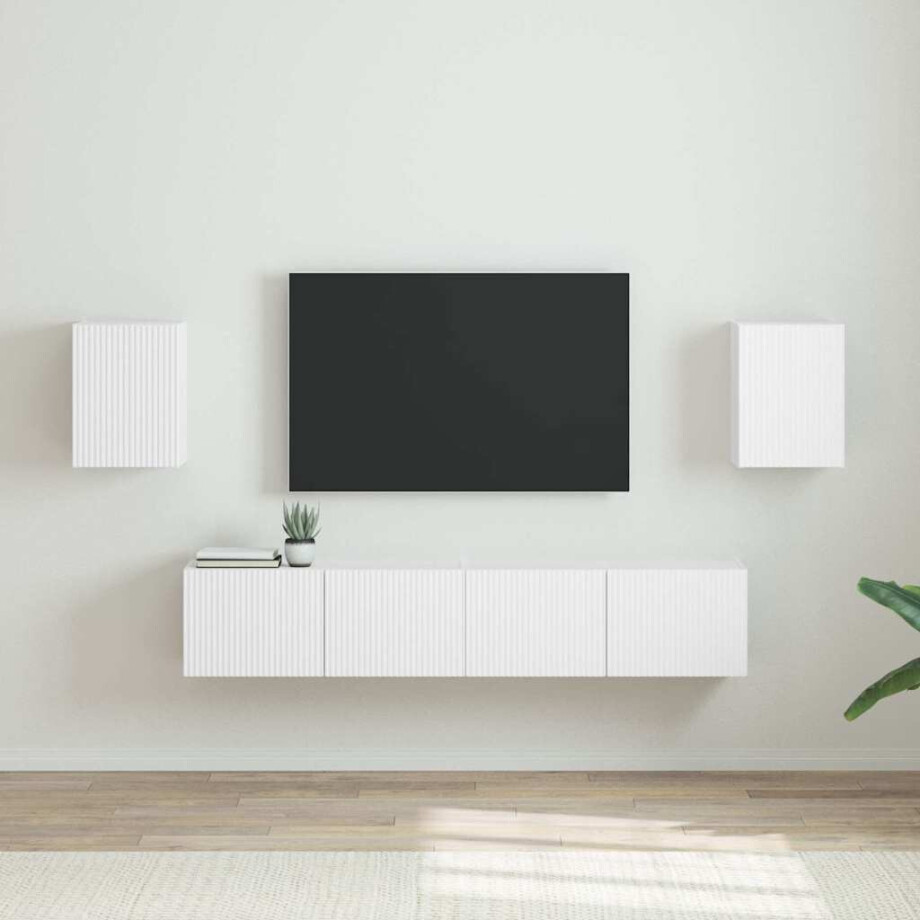 vidaXL TV Wandkast 2 pcs Wit 30 x 31 x 40 cm Bewerkt hout afbeelding 1