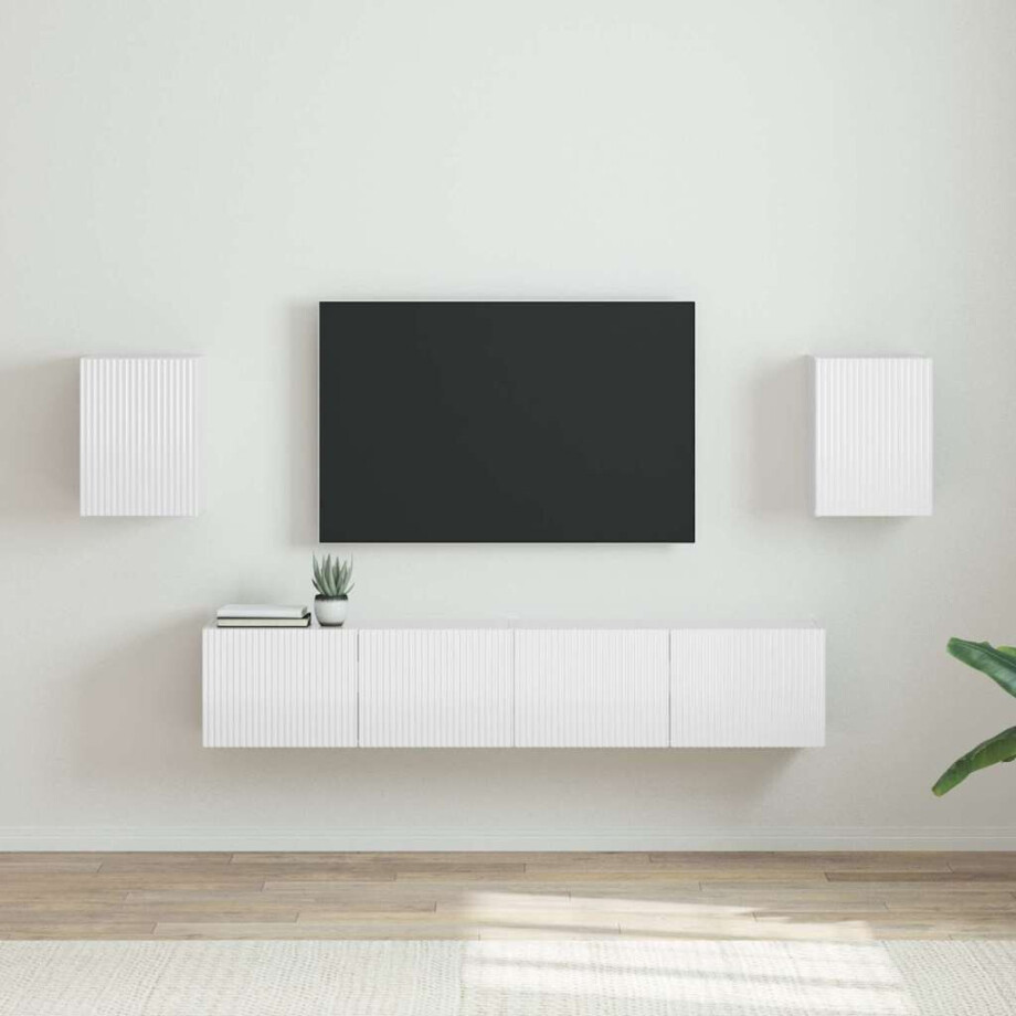 vidaXL TV Wandkast 2 pcs Glanzend Wit 30 x 31 x 40 cm Bewerkt hout vidaXL TV Wandkast 2 pcs Glanzend Wit 30 x 31 x 40 cm Bewerkt hout afbeelding 1