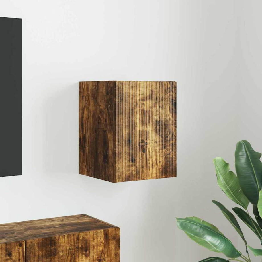 vidaXL TV Wandkast Gerookt eiken 30 x 31 x 40 cm Bewerkt hout vidaXL TV Wandkast Gerookt eiken 30 x 31 x 40 cm Bewerkt hout afbeelding 1