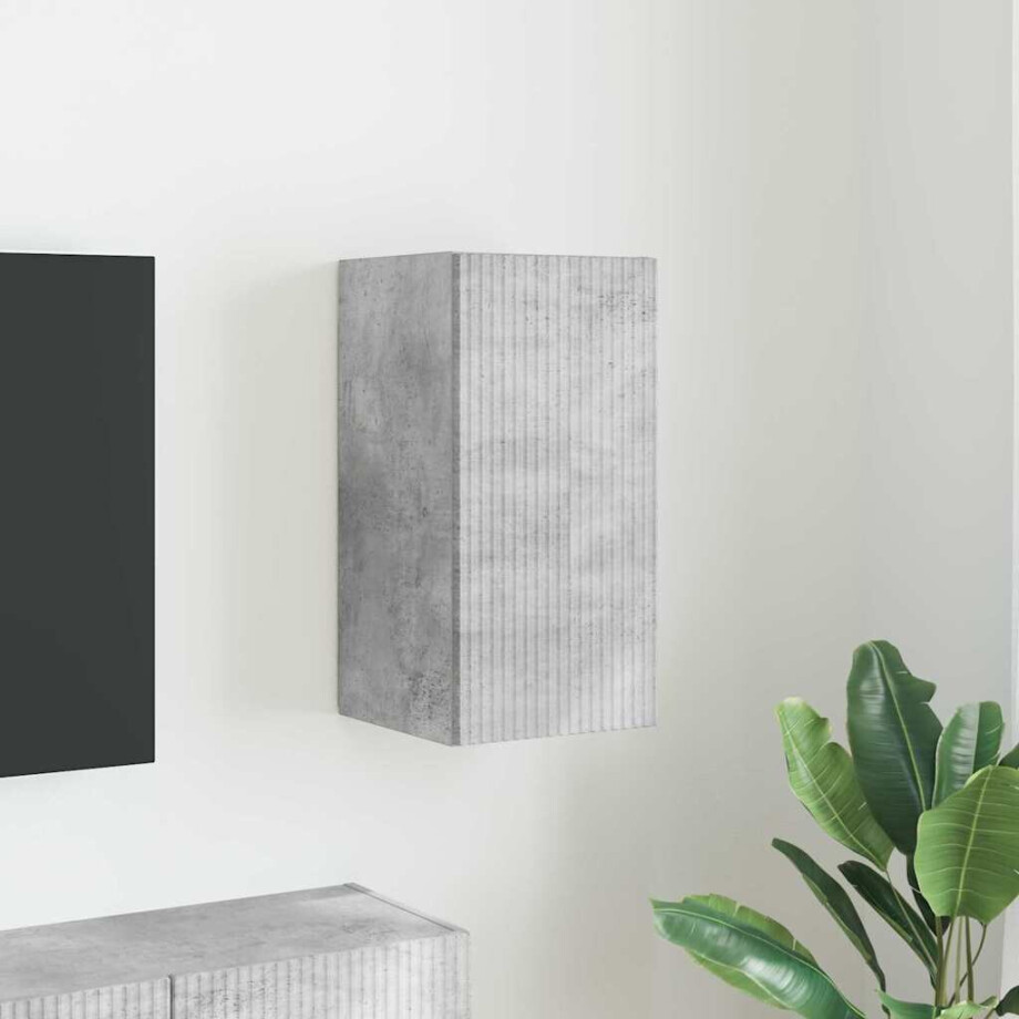 vidaXL TV Wandkast Wandgemonteerd Beton 30 x 31 x 60 cm Bewerkt hout afbeelding 1