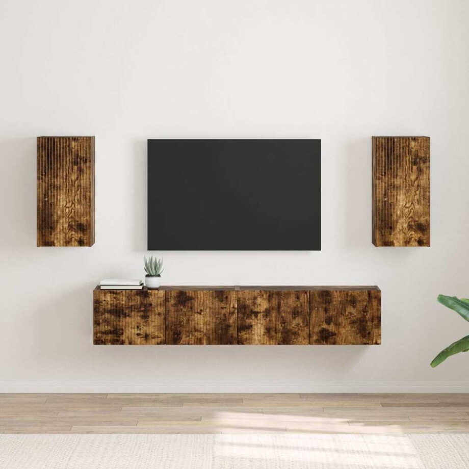 vidaXL TV Wandkast 2 pcs Gerookt eiken 30 x 31 x 60 cm Bewerkt hout vidaXL TV Wandkast 2 pcs Gerookt eiken 30 x 31 x 60 cm Bewerkt hout afbeelding 1